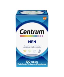 Centrum Homme – Multivitamines avec Vitamines B, C, D3 et E (100 comprimés)