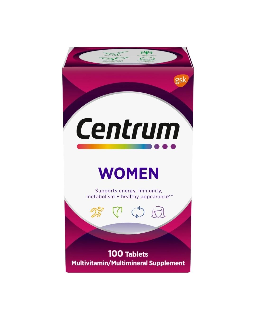 Centrum Femmes – Multivitamines avec Vitamines A, B, C, D3 et E + Fer (100 comprimés)