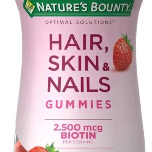 Nature’s Bounty – Vitamines Cheveux, Peau & Ongles avec Biotine (Bonbons gélifiés à la fraise)