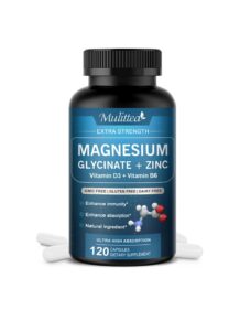 MAGNESIUM (GLYCINATE + ZINC) – Complexe Magnésium, Zinc, Vitamine D3 et B6 (120 capsules)